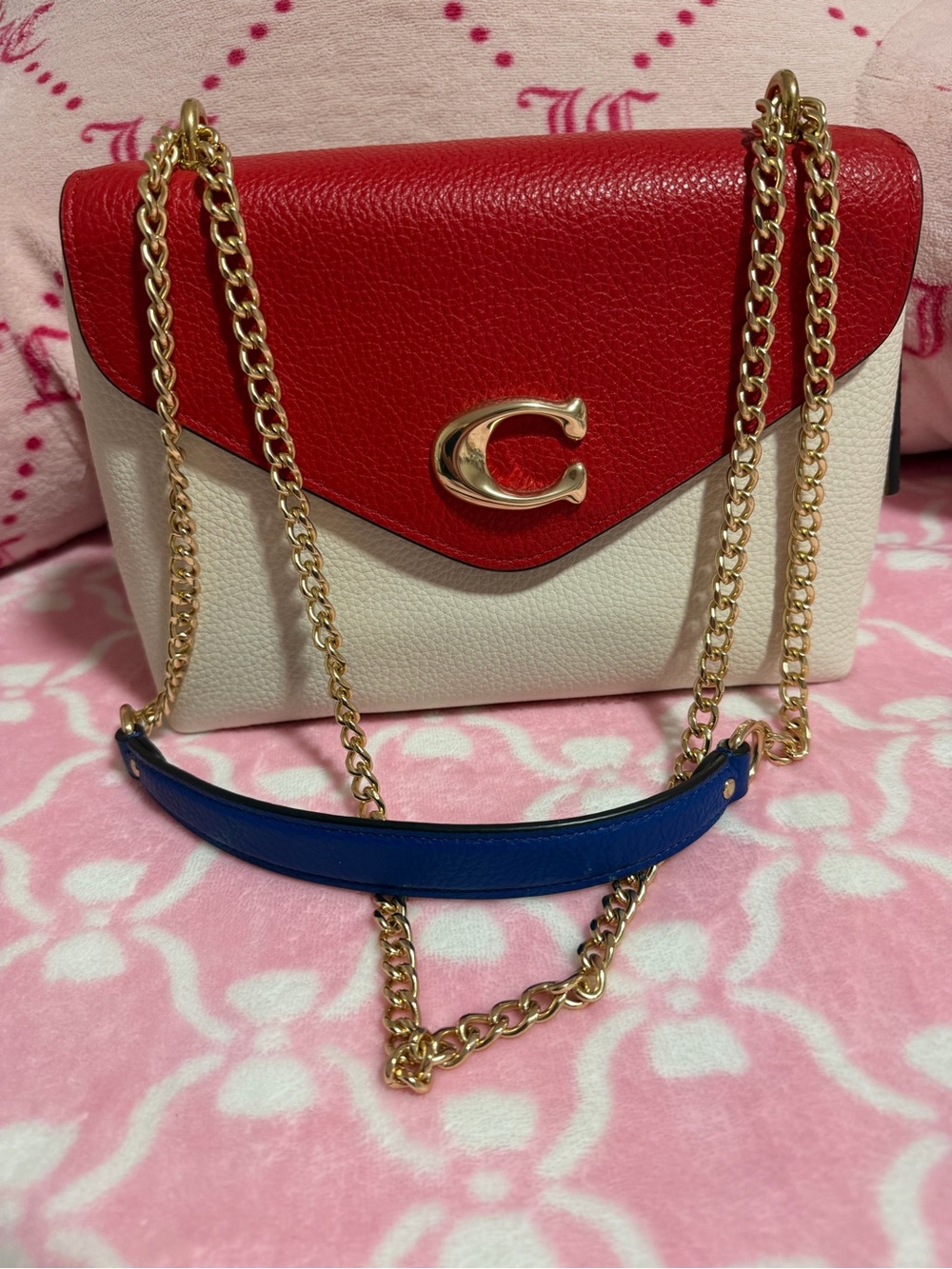 Coach Multicolor Block (red, yellow, white, blue) Leather Shoulder/Crossbody Bag